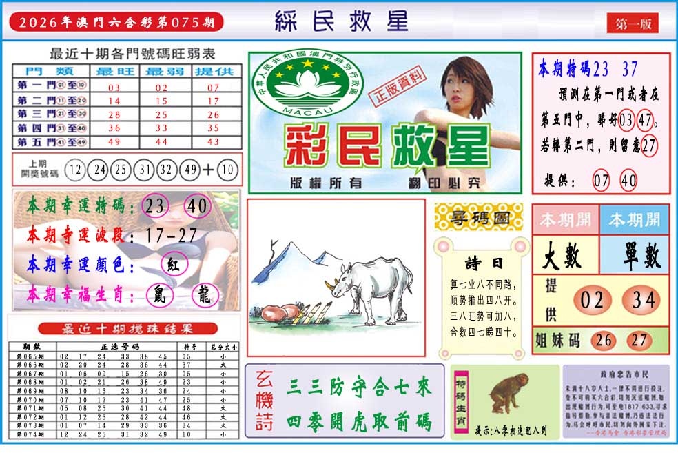 075期彩民救星A[图]